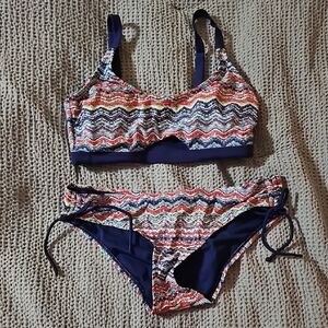 Mossimo Bikini Set Size M Colorful Tribal Print Tie Side Bottoms